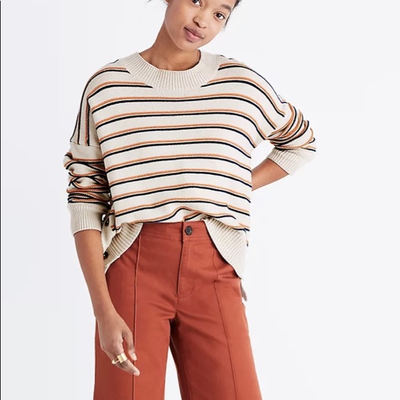 Madewell Brownstone Side-Button Sweater in Stripe - Picture 5 of 9